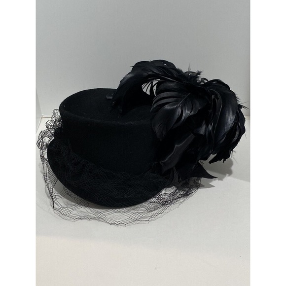 boston store milwaukee elegant hats womens black with flower of feathers on top main image 4